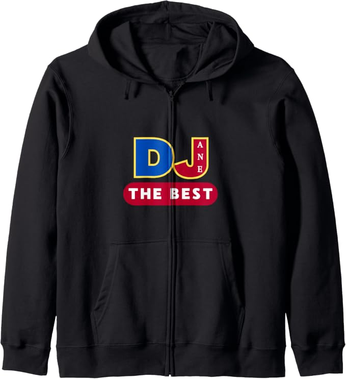 Gestaltungsbeispiel für einen schwarzen Hoodie mit DJane-Motiv
