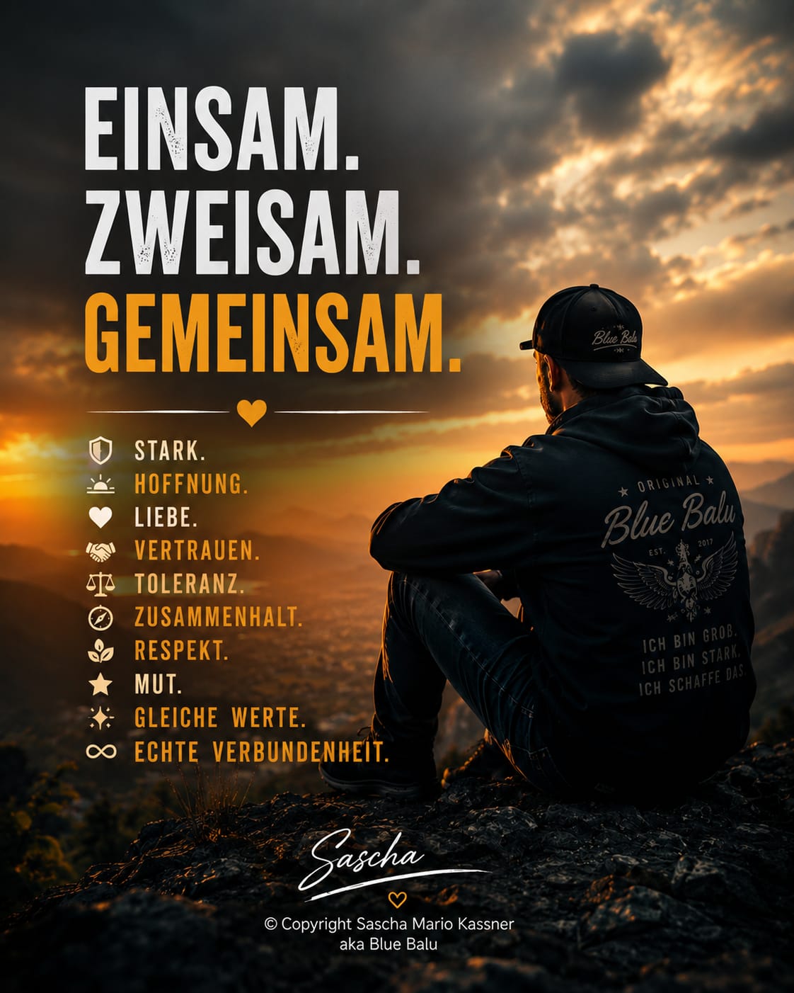 Einsam, zweisam, gemeinsam – Werte für echte Verbundenheit vor einem Sonnenuntergang